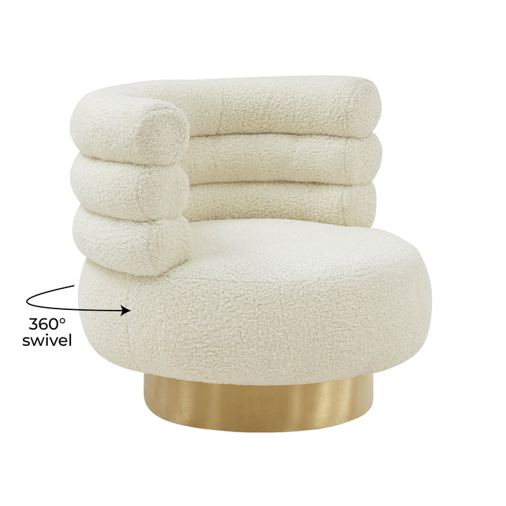 American Home Furniture | TOV Furniture - Naomi Faux Shearling Swivel Chair