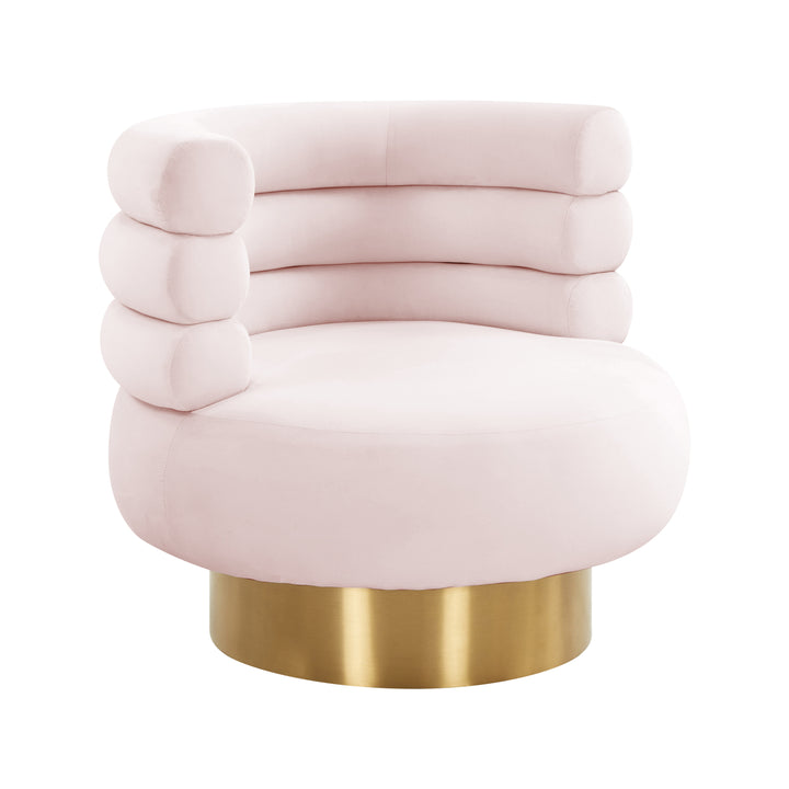 American Home Furniture | TOV Furniture - Naomi Blush Velvet Swivel Chair