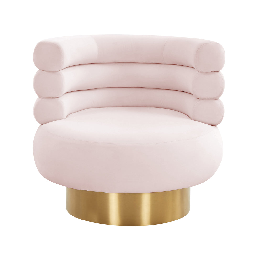 American Home Furniture | TOV Furniture - Naomi Blush Velvet Swivel Chair