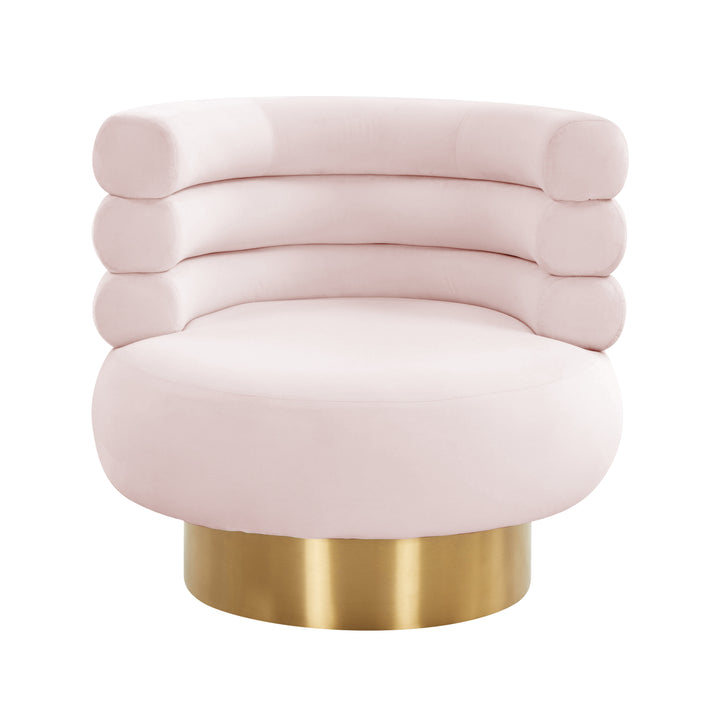 American Home Furniture | TOV Furniture - Naomi Blush Velvet Swivel Chair