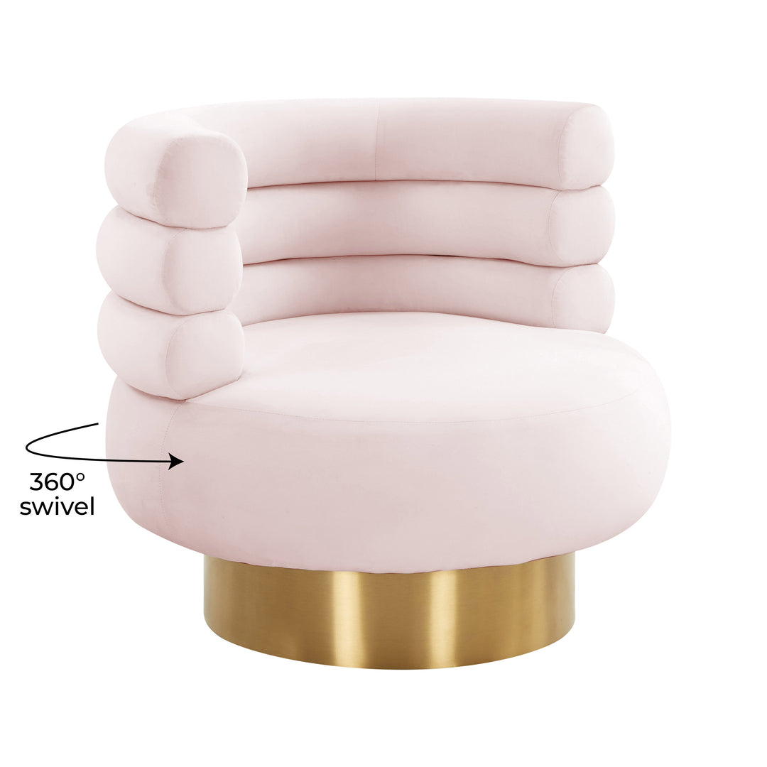 American Home Furniture | TOV Furniture - Naomi Blush Velvet Swivel Chair