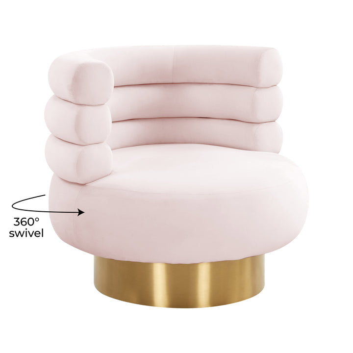 American Home Furniture | TOV Furniture - Naomi Blush Velvet Swivel Chair