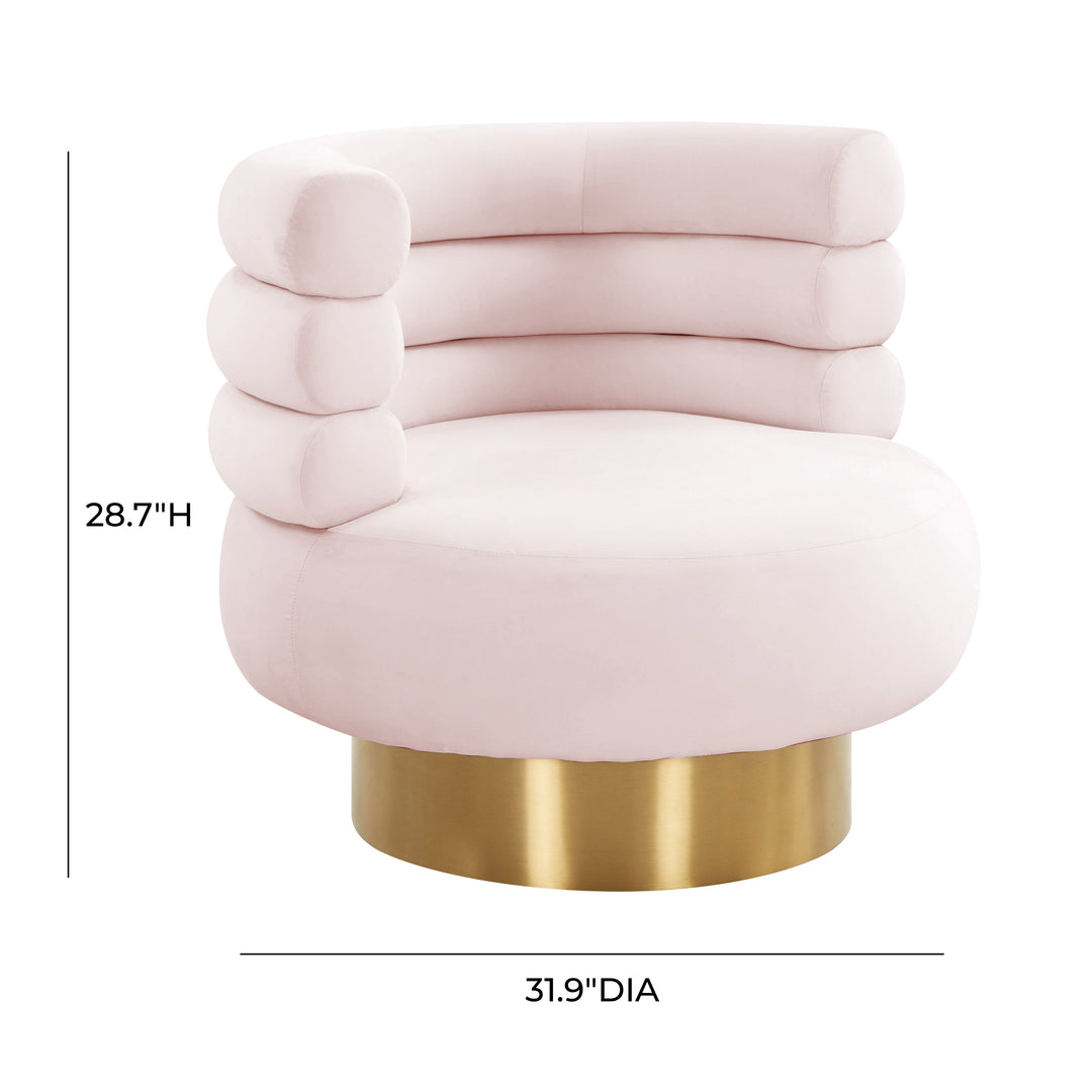 American Home Furniture | TOV Furniture - Naomi Blush Velvet Swivel Chair