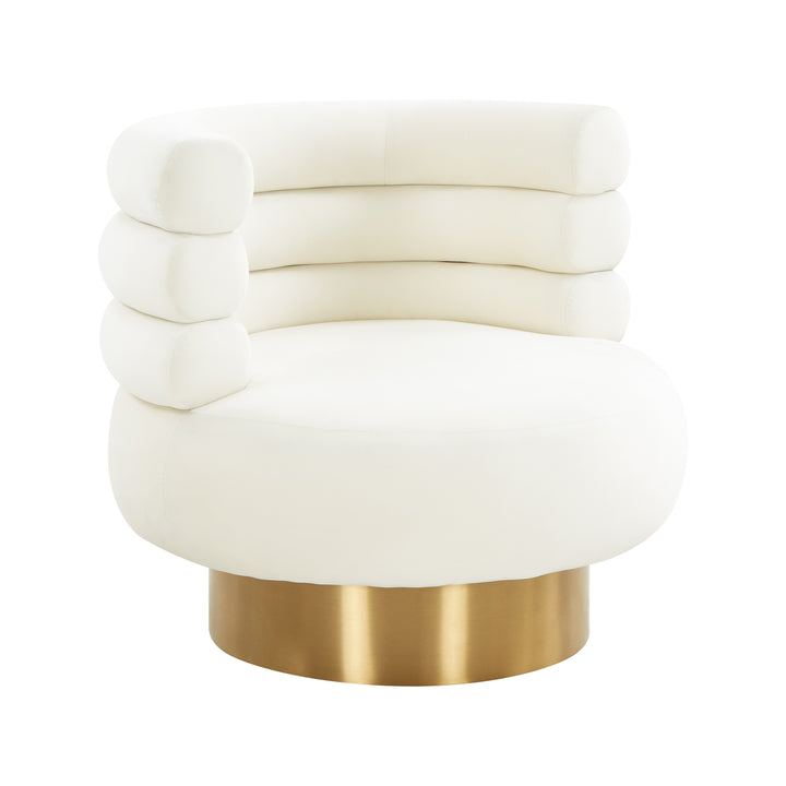 American Home Furniture | TOV Furniture - Naomi Cream Velvet Swivel Chair