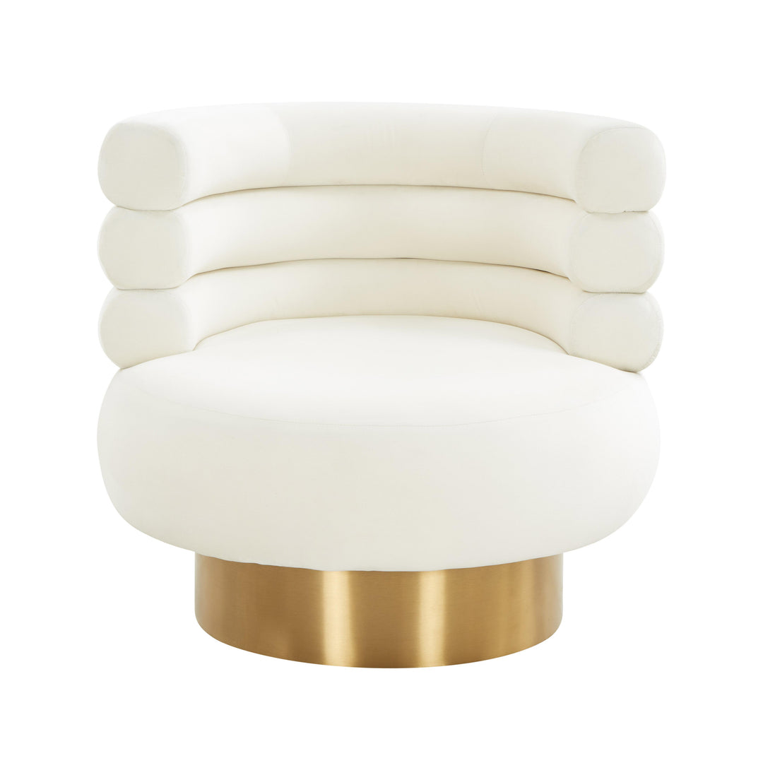 American Home Furniture | TOV Furniture - Naomi Cream Velvet Swivel Chair