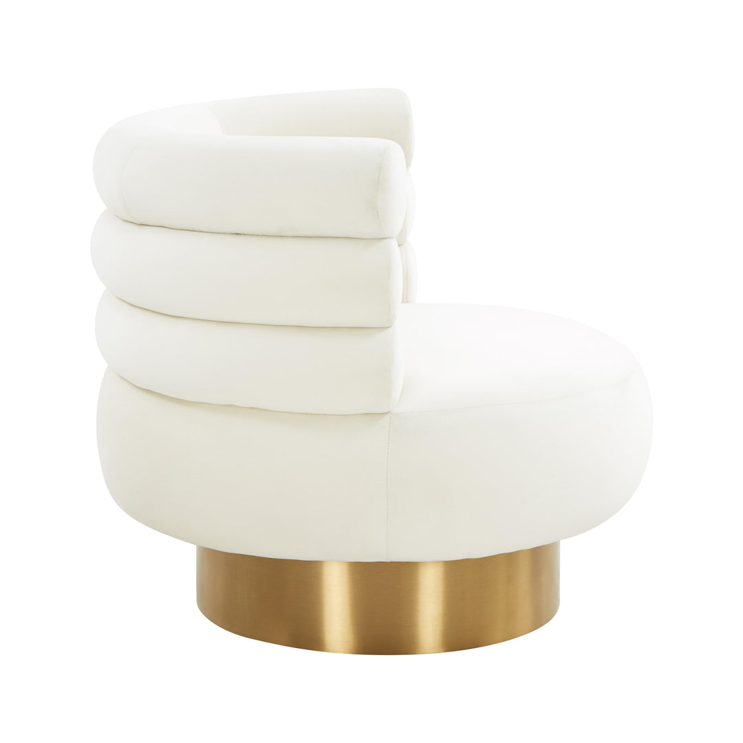 American Home Furniture | TOV Furniture - Naomi Cream Velvet Swivel Chair