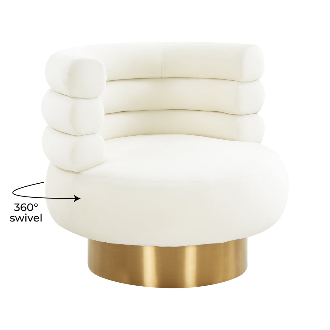 American Home Furniture | TOV Furniture - Naomi Cream Velvet Swivel Chair