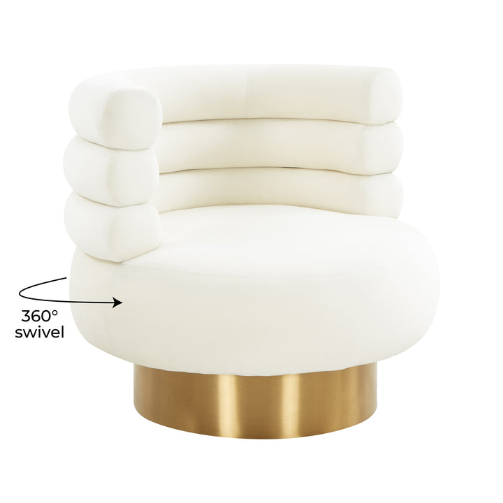 American Home Furniture | TOV Furniture - Naomi Cream Velvet Swivel Chair