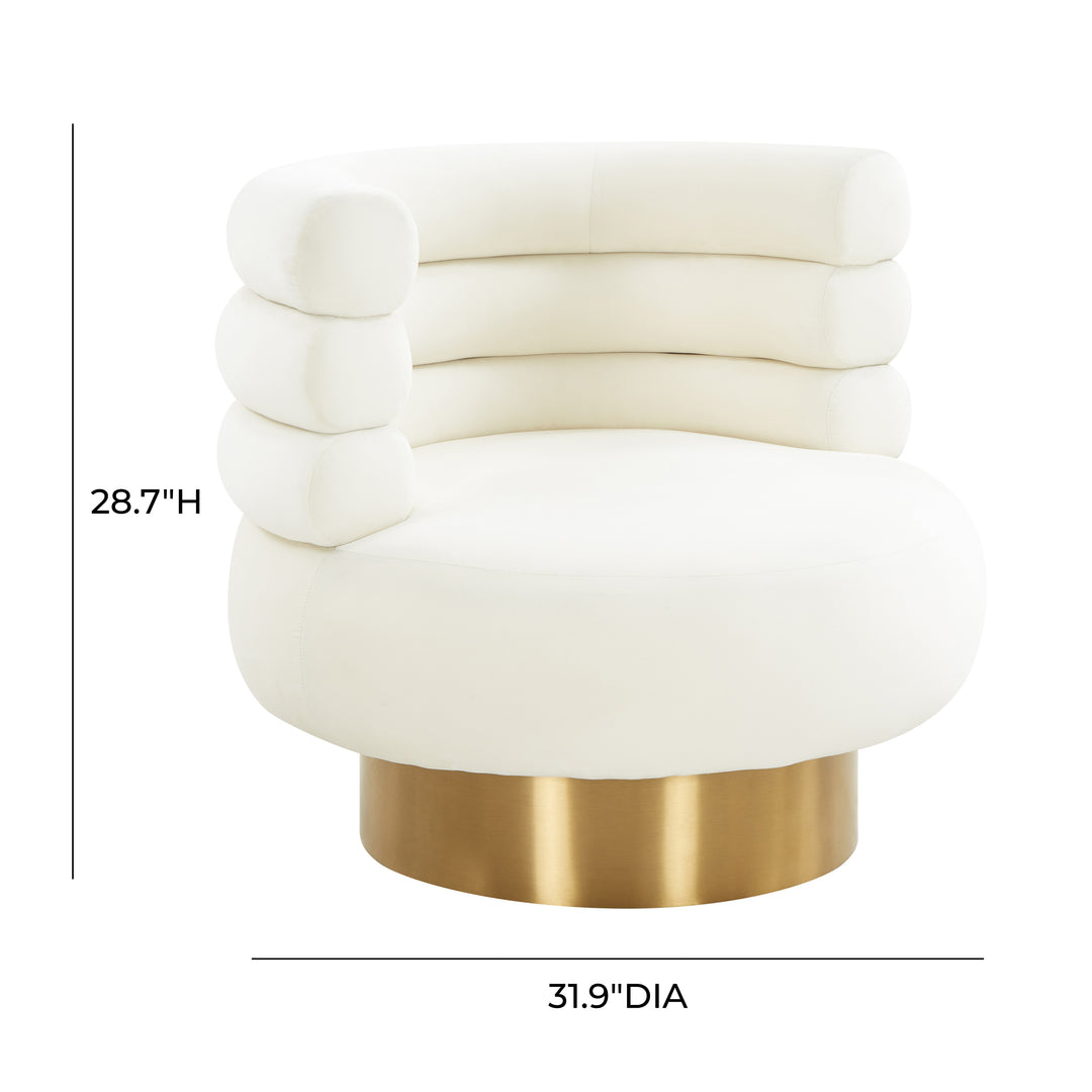 American Home Furniture | TOV Furniture - Naomi Cream Velvet Swivel Chair