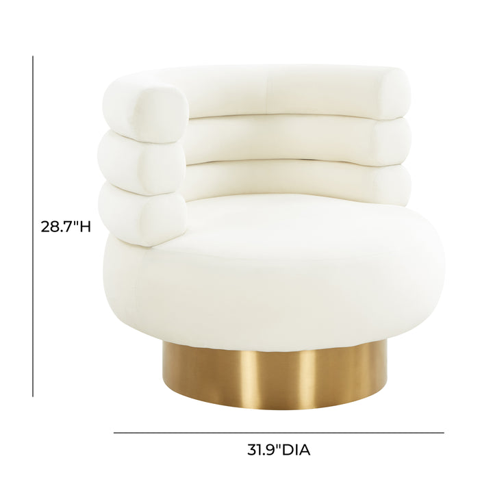 American Home Furniture | TOV Furniture - Naomi Cream Velvet Swivel Chair