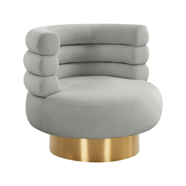 American Home Furniture | TOV Furniture - Naomi Grey Velvet Swivel Chair