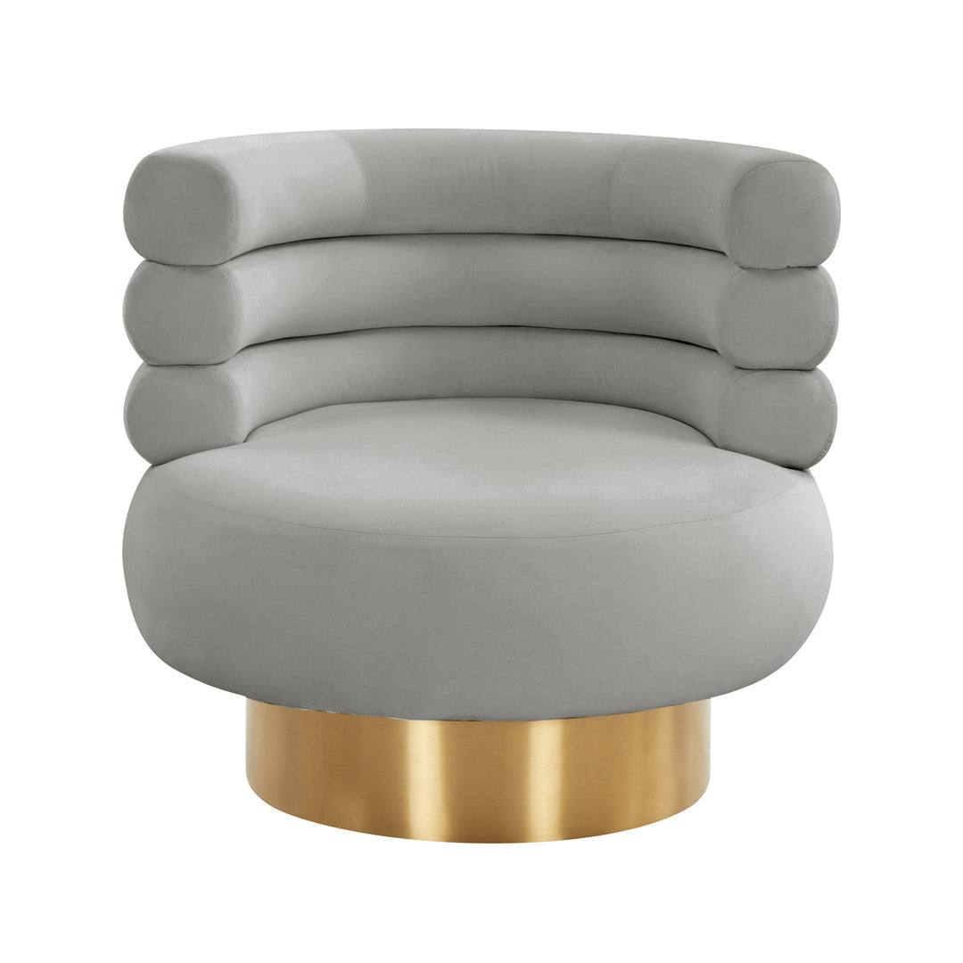 American Home Furniture | TOV Furniture - Naomi Grey Velvet Swivel Chair