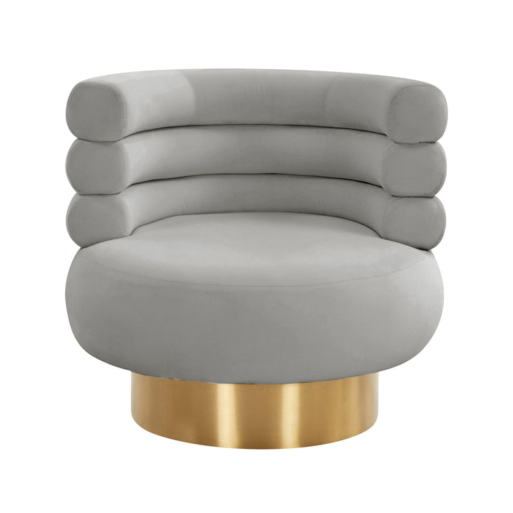 American Home Furniture | TOV Furniture - Naomi Grey Velvet Swivel Chair