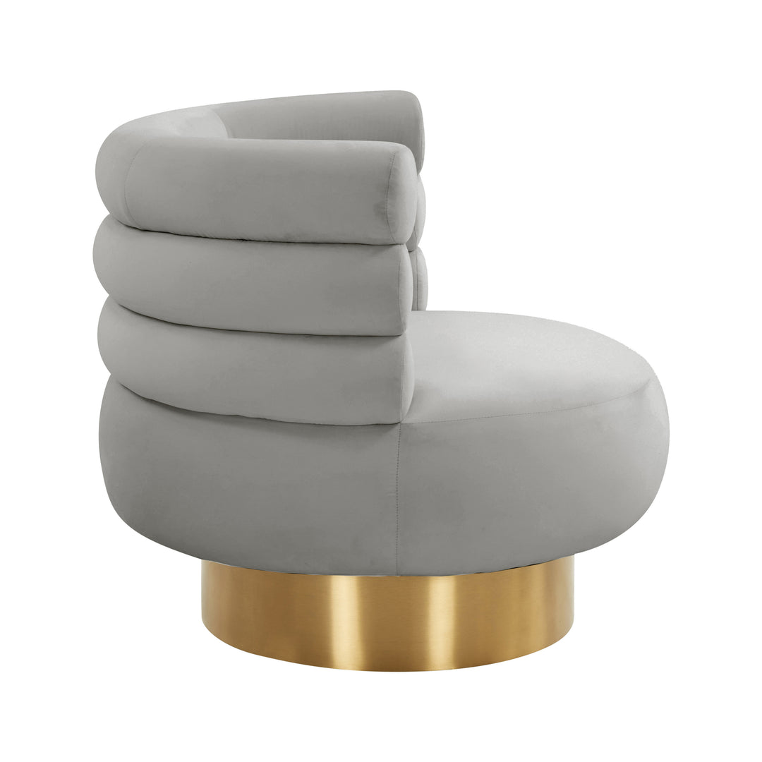 American Home Furniture | TOV Furniture - Naomi Grey Velvet Swivel Chair