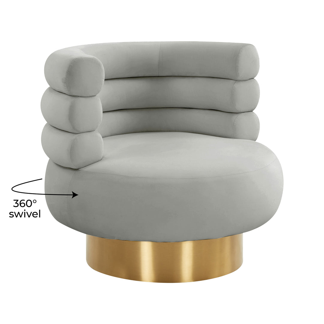 American Home Furniture | TOV Furniture - Naomi Grey Velvet Swivel Chair