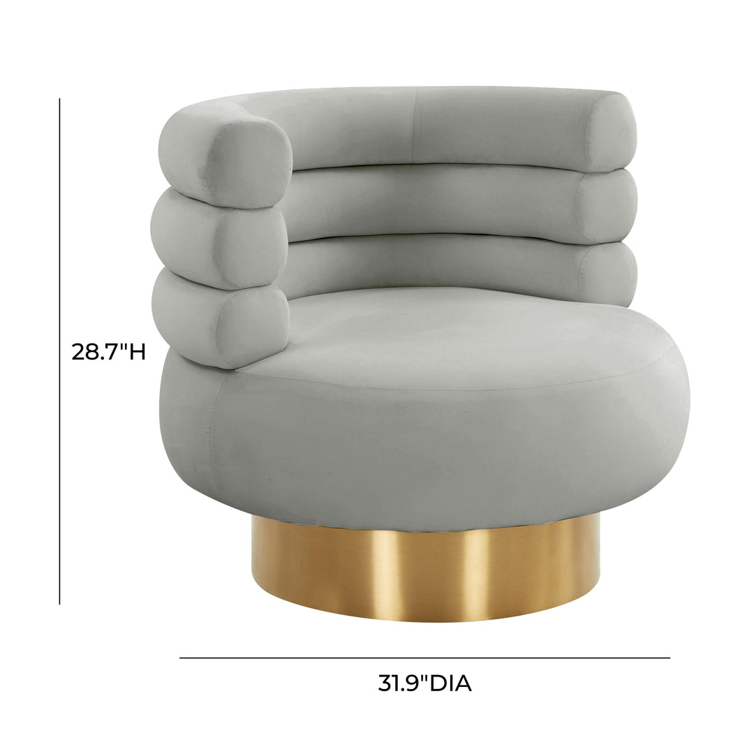 American Home Furniture | TOV Furniture - Naomi Grey Velvet Swivel Chair