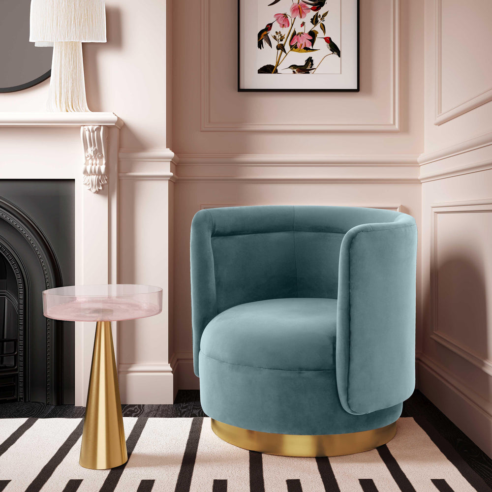 American Home Furniture | TOV Furniture - Remy Bluestone Velvet Swivel Chair