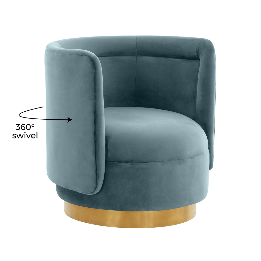 American Home Furniture | TOV Furniture - Remy Bluestone Velvet Swivel Chair