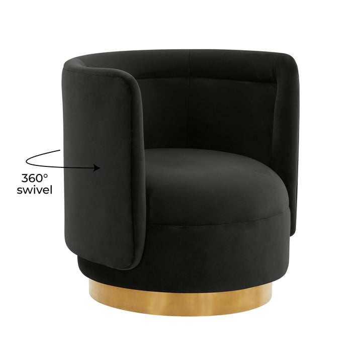 American Home Furniture | TOV Furniture - Remy Black Velvet Swivel Chair