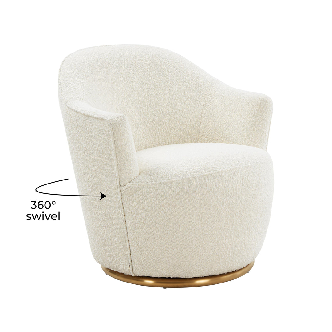 TOV Furniture Skyla Boucle Swivel Chair ACCENT + LOUNGE CHAIRS