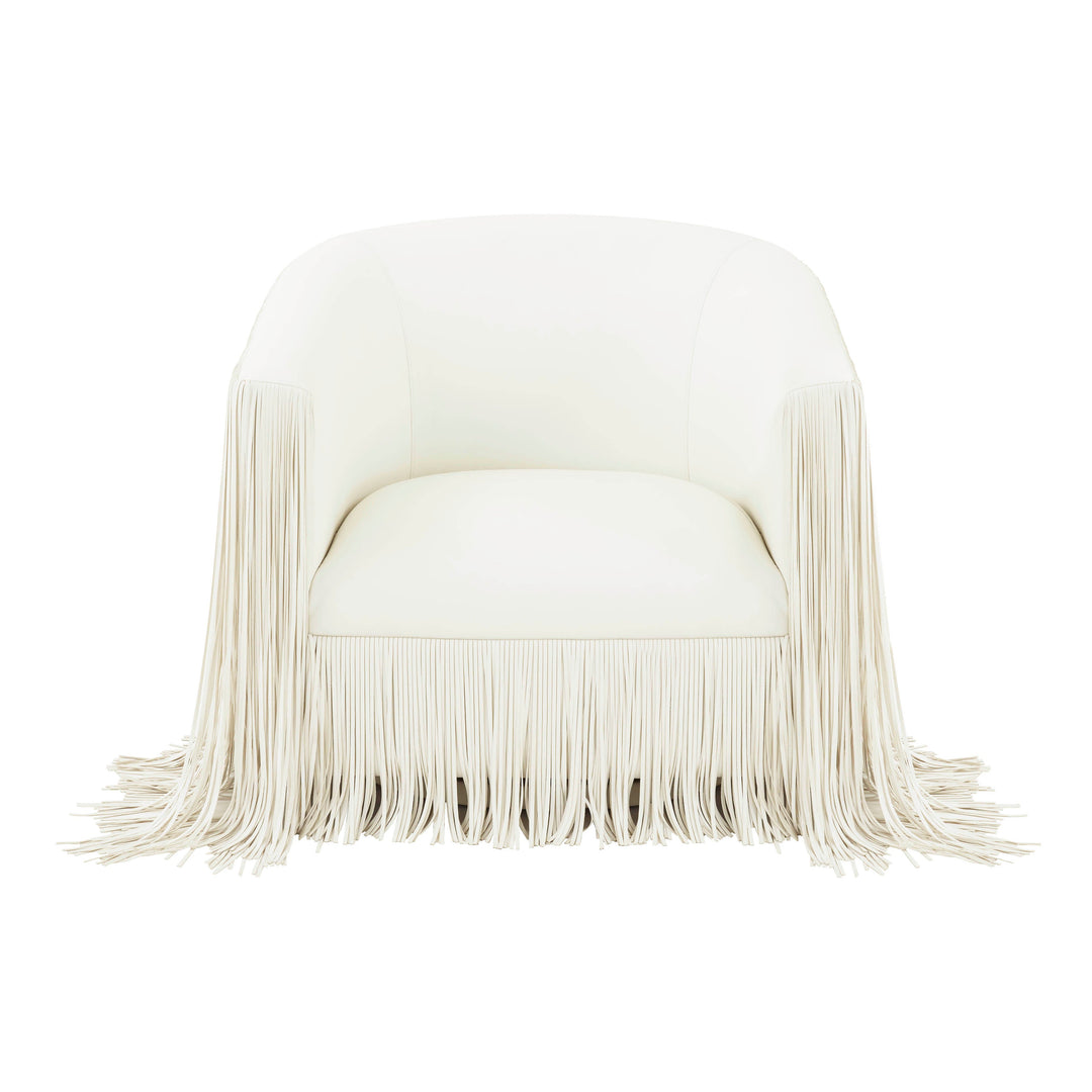 TOV Furniture Shag Me Ivory Vegan Leather Swivel Chair ACCENT + LOUNGE CHAIRS
