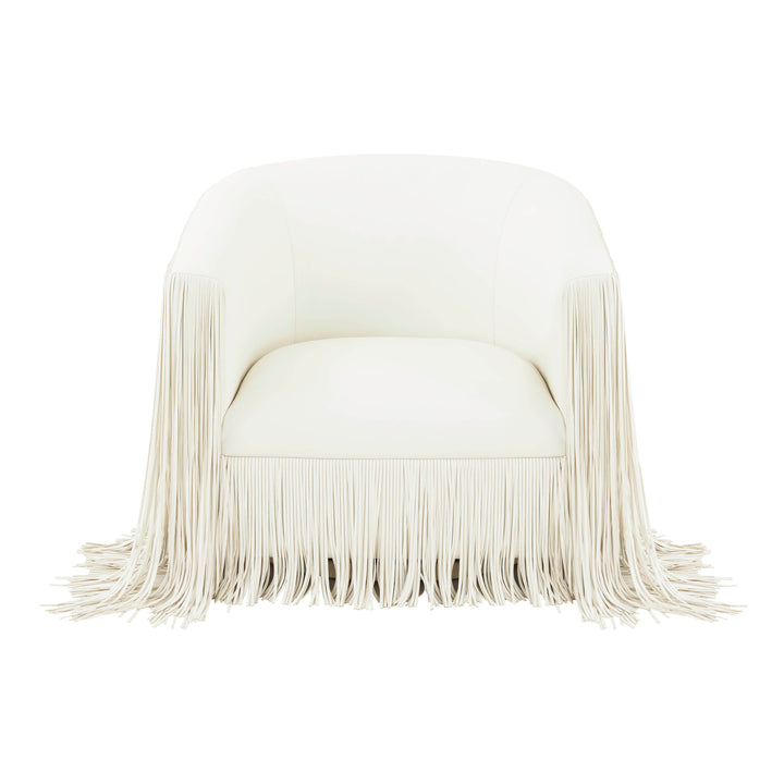 TOV Furniture Shag Me Ivory Vegan Leather Swivel Chair ACCENT + LOUNGE CHAIRS