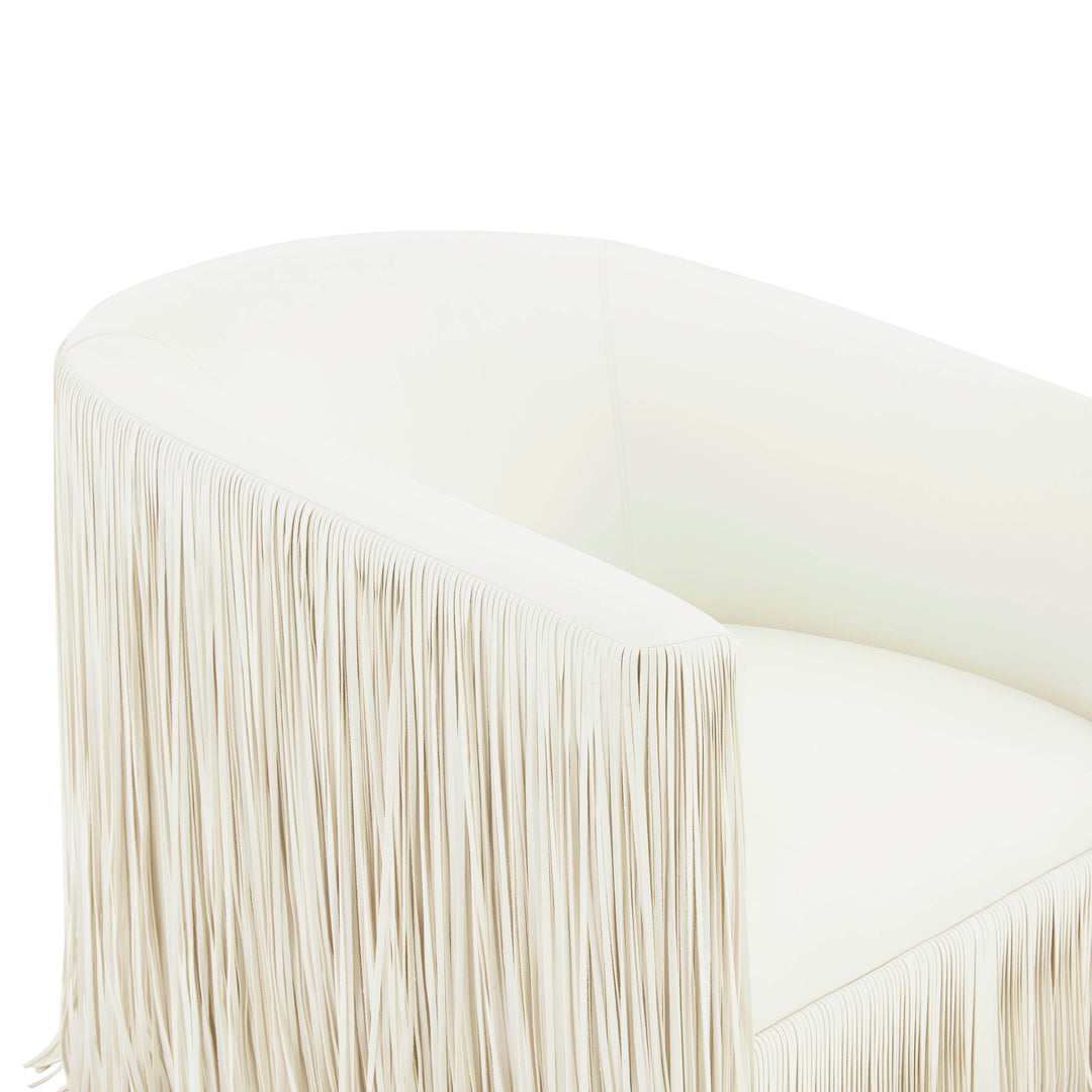 TOV Furniture Shag Me Ivory Vegan Leather Swivel Chair ACCENT + LOUNGE CHAIRS