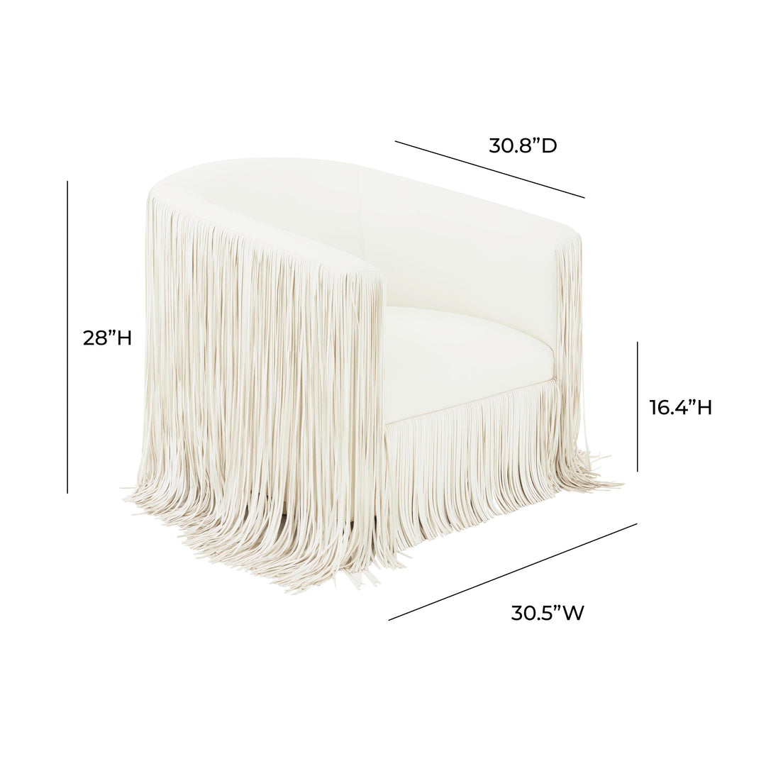 TOV Furniture Shag Me Ivory Vegan Leather Swivel Chair ACCENT + LOUNGE CHAIRS