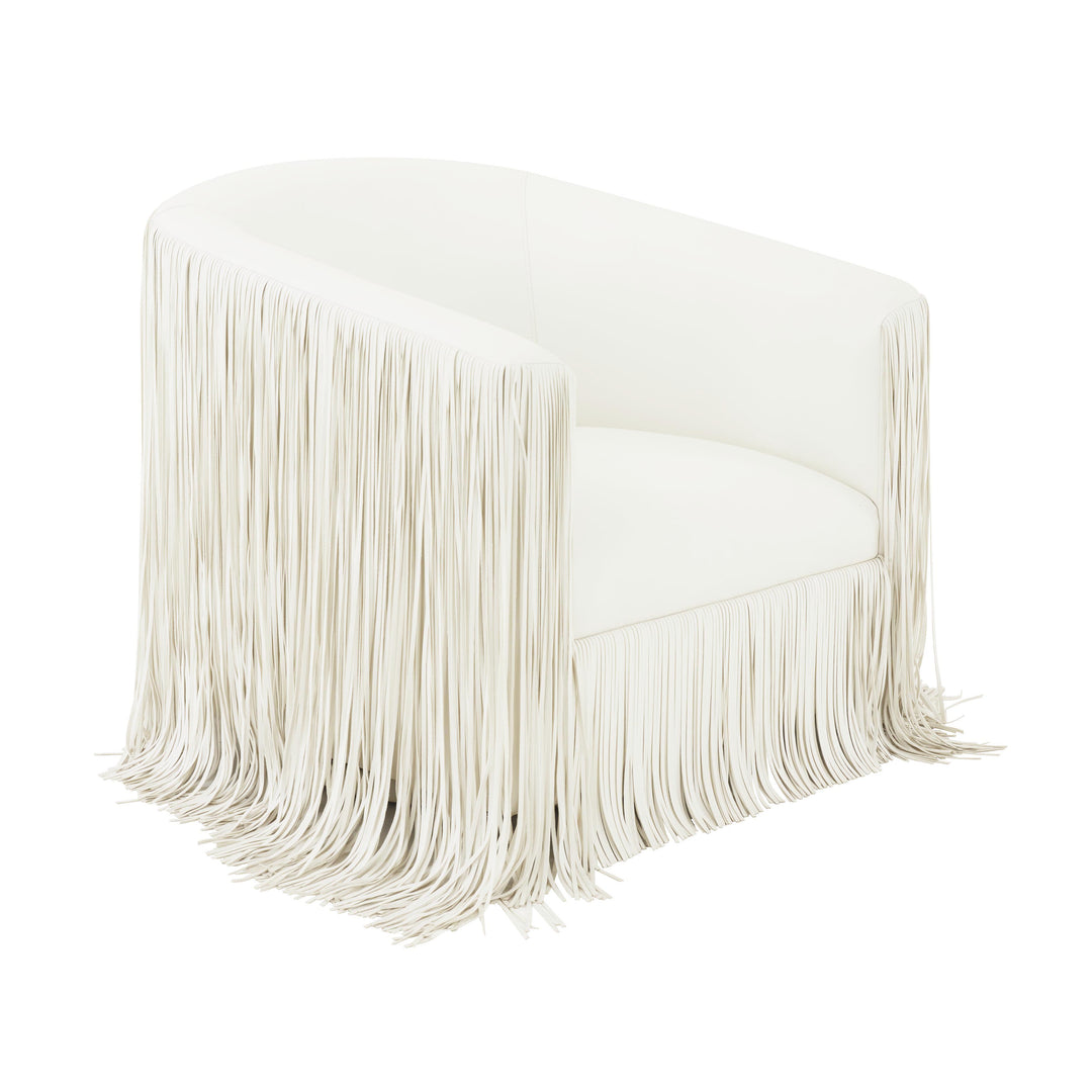 American Home Furniture | TOV Furniture - Shag Me Ivory Vegan Leather Swivel Chair