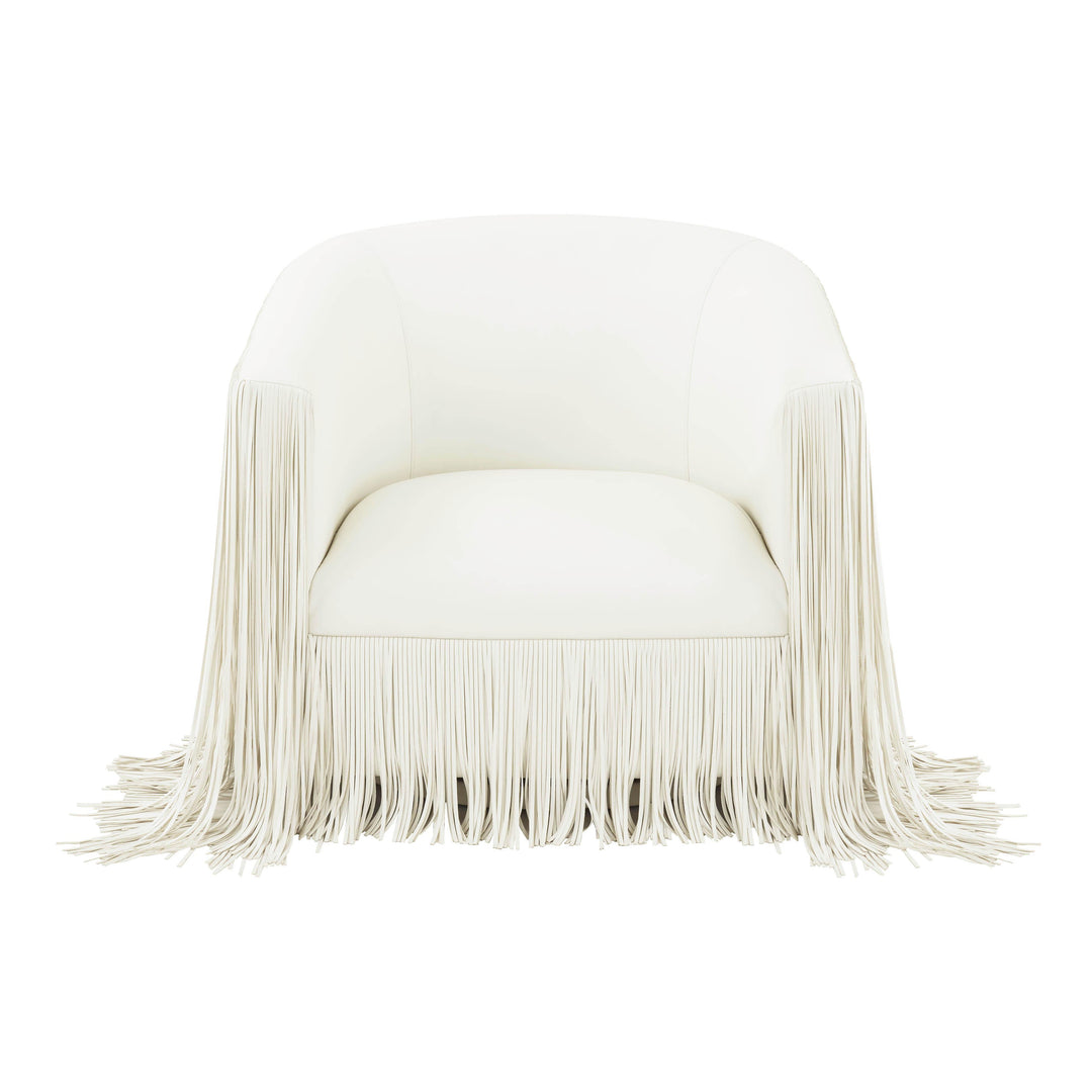 American Home Furniture | TOV Furniture - Shag Me Ivory Vegan Leather Swivel Chair