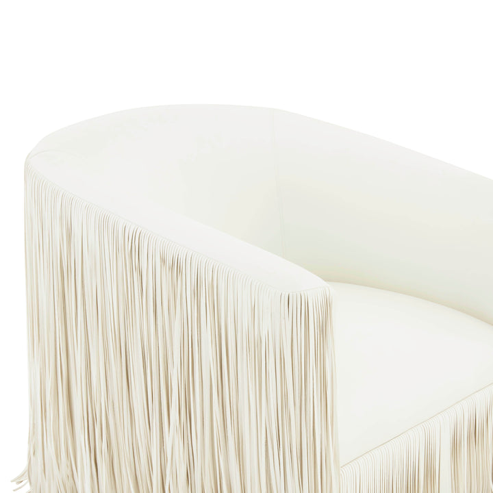 American Home Furniture | TOV Furniture - Shag Me Ivory Vegan Leather Swivel Chair