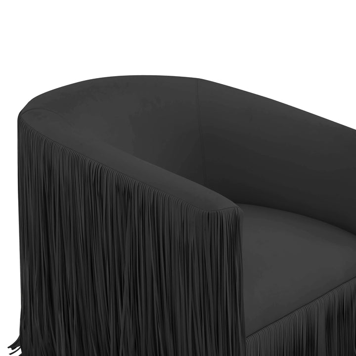 TOV Furniture Shag Me Black Vegan Leather Swivel Chair ACCENT + LOUNGE CHAIRS
