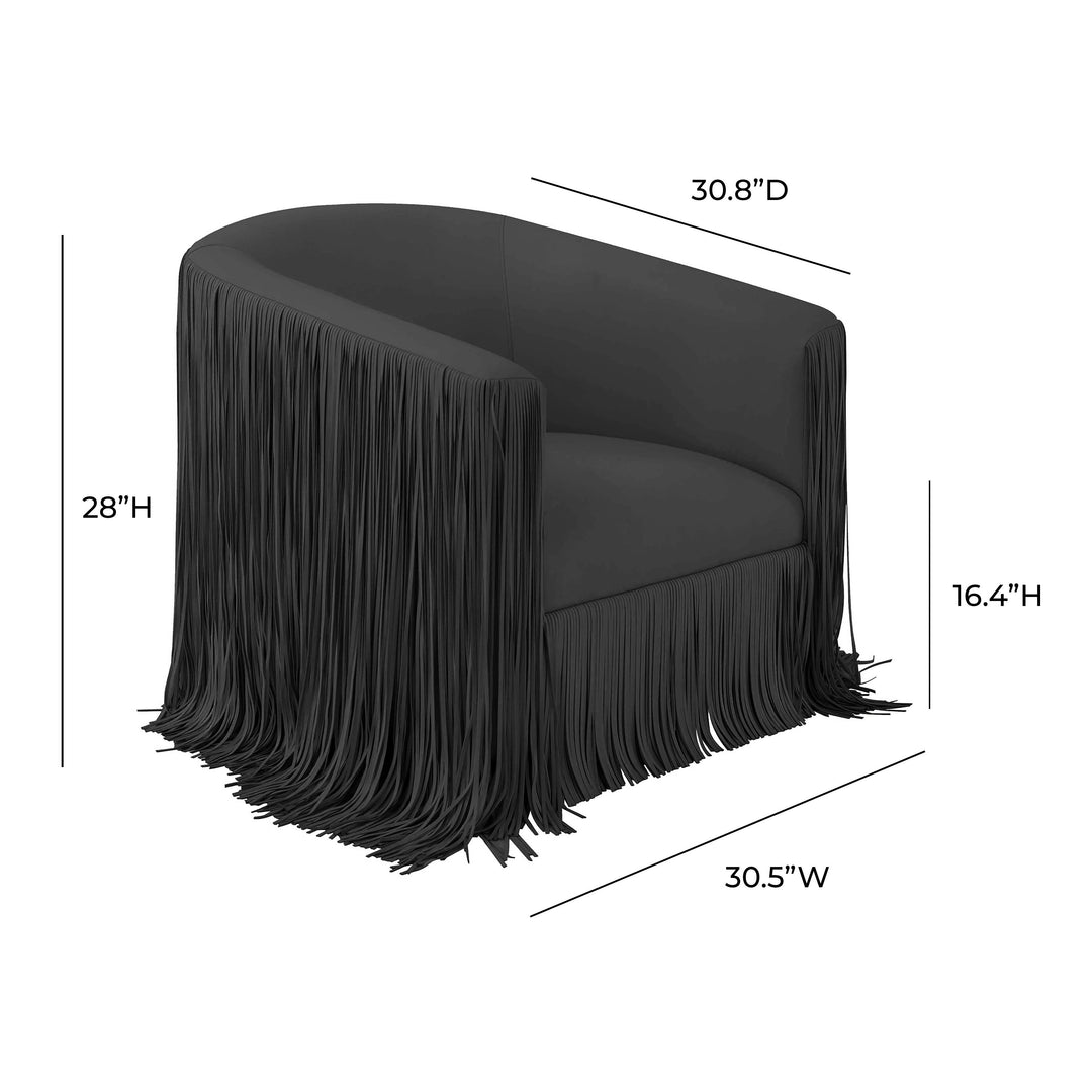 TOV Furniture Shag Me Black Vegan Leather Swivel Chair ACCENT + LOUNGE CHAIRS
