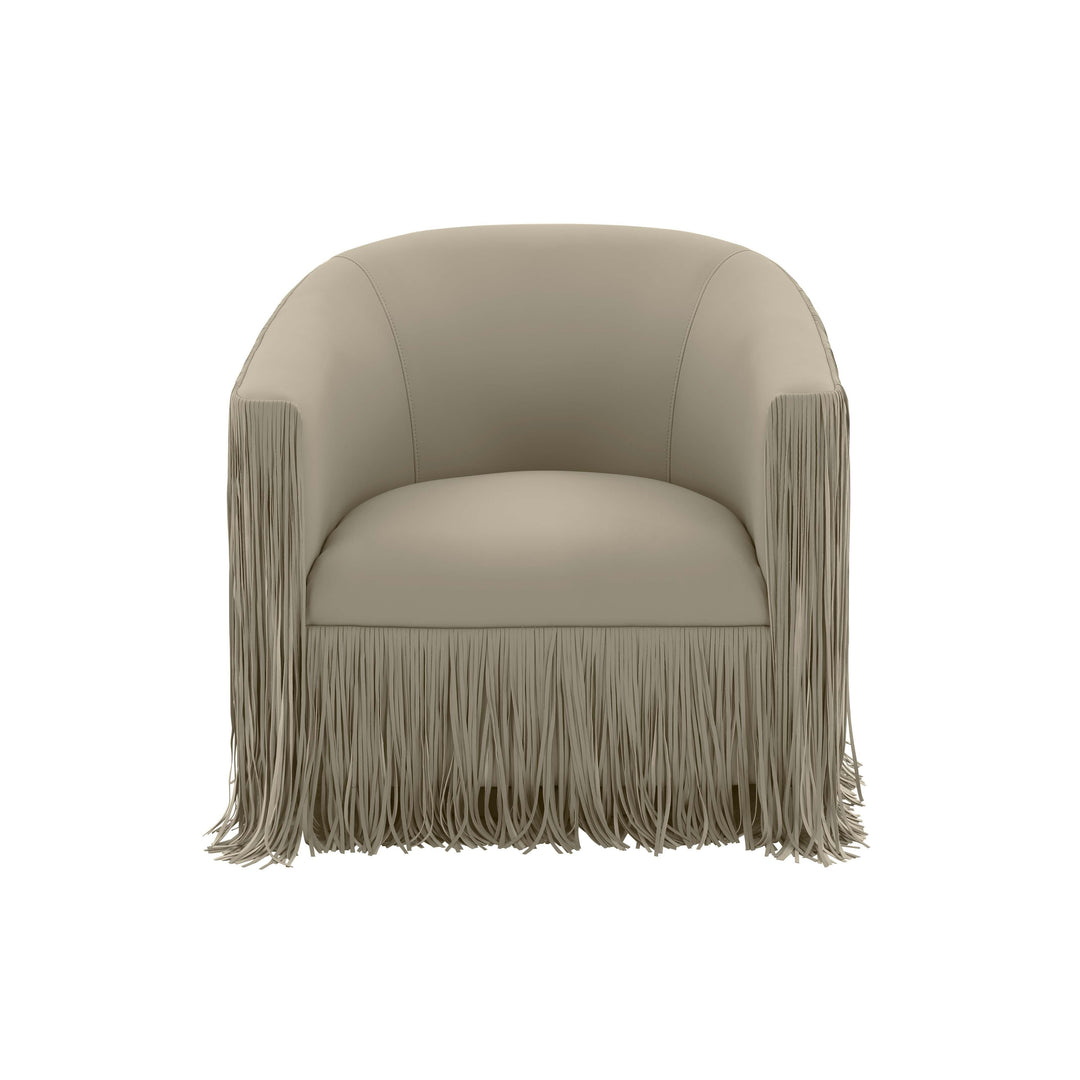 American Home Furniture | TOV Furniture - Shag Me Grey Vegan Leather Swivel Chair