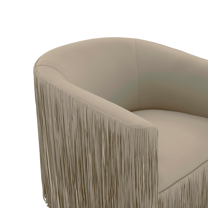 American Home Furniture | TOV Furniture - Shag Me Grey Vegan Leather Swivel Chair