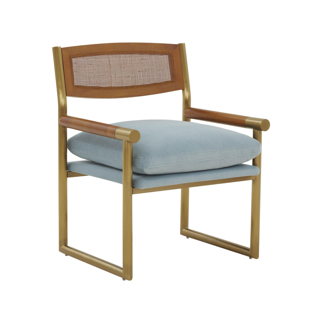 American Home Furniture | TOV Furniture - Harlow Rattan Dusty Blue Velvet Chair