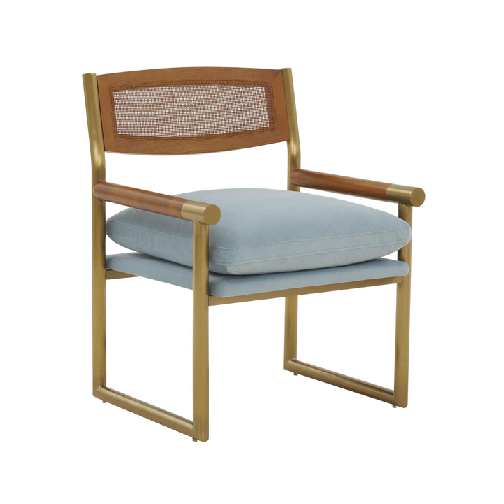 American Home Furniture | TOV Furniture - Harlow Rattan Dusty Blue Velvet Chair