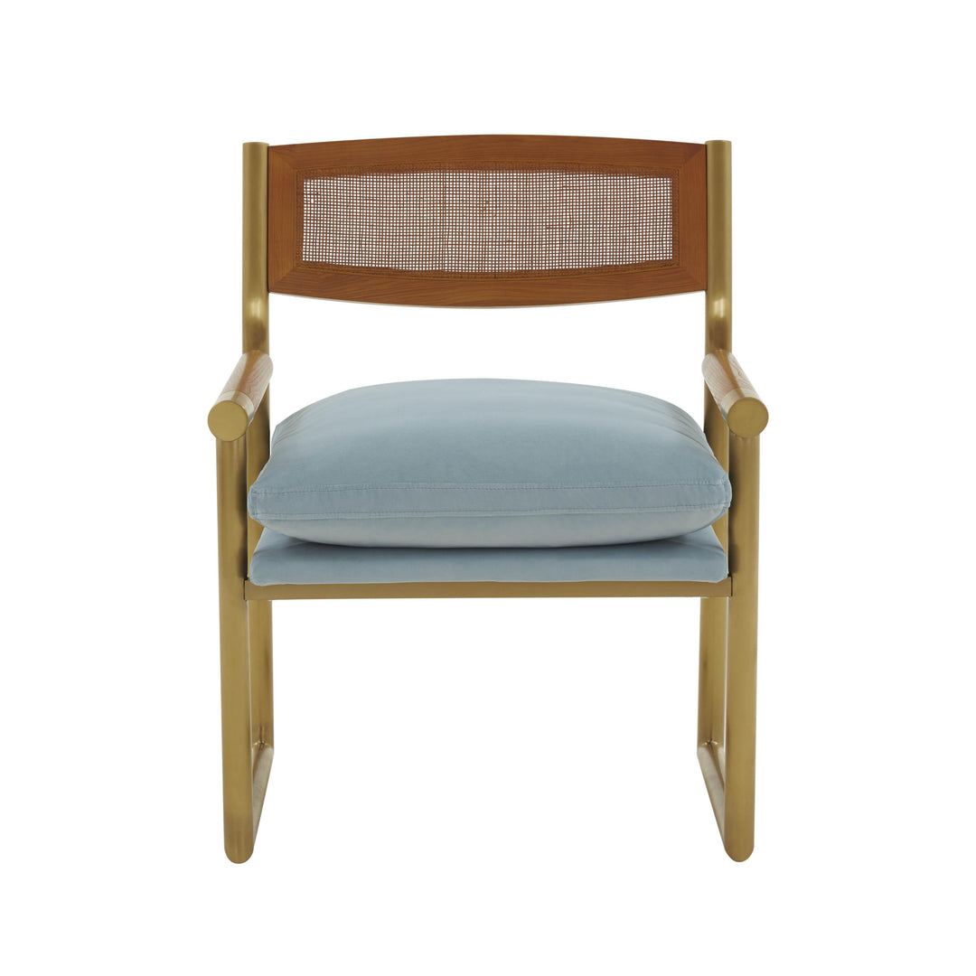 American Home Furniture | TOV Furniture - Harlow Rattan Dusty Blue Velvet Chair