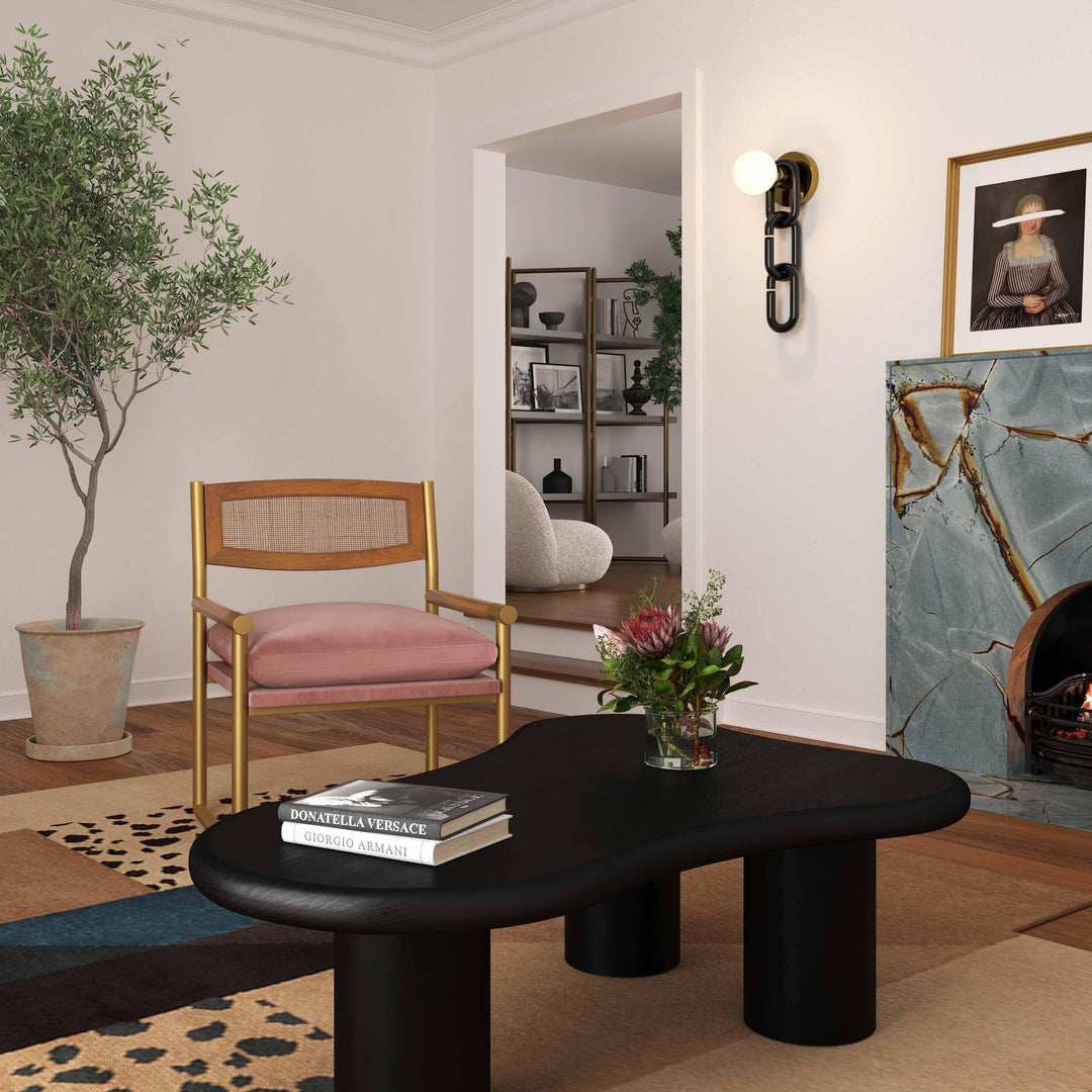 American Home Furniture | TOV Furniture - Harlow Rattan Mauve Velvet Chair