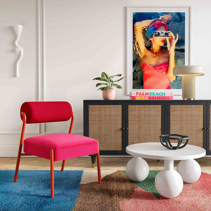 American Home Furniture | TOV Furniture - Jolene Hot Pink Velvet Accent Chair