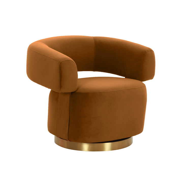 American Home Furniture | TOV Furniture - River Cognac Velvet Swivel Accent Chair