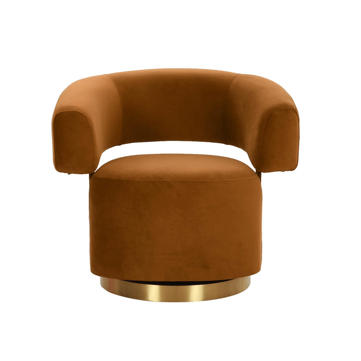 American Home Furniture | TOV Furniture - River Cognac Velvet Swivel Accent Chair