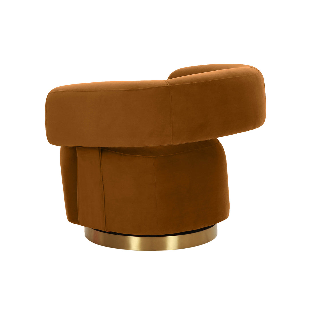 American Home Furniture | TOV Furniture - River Cognac Velvet Swivel Accent Chair