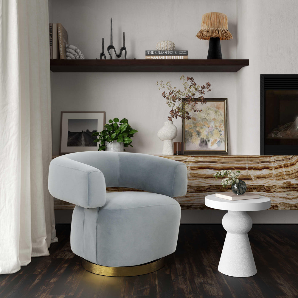 American Home Furniture | TOV Furniture - River Steel Grey Velvet Swivel Accent Chair