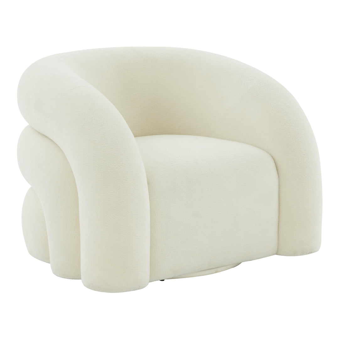 American Home Furniture | TOV Furniture - Slipper Cream Vegan Shearling Swivel Chair