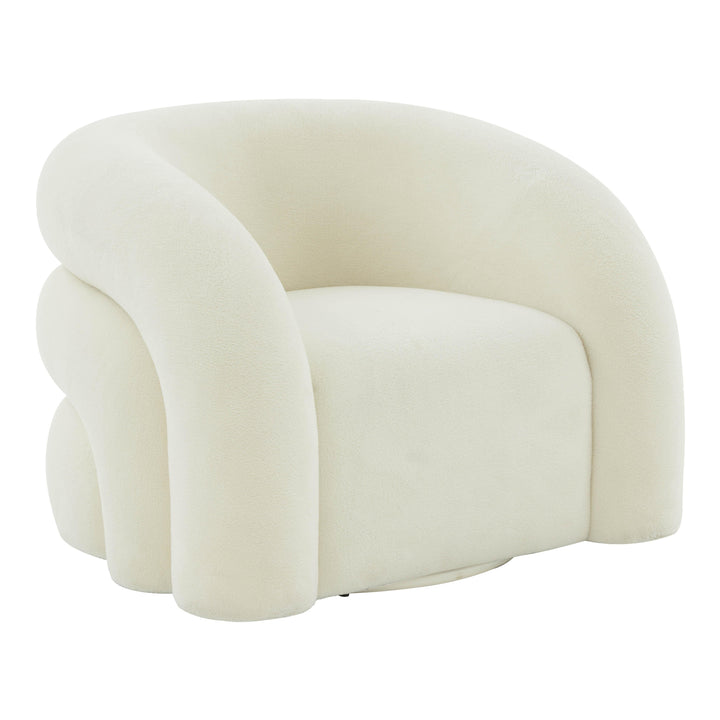 American Home Furniture | TOV Furniture - Slipper Cream Vegan Shearling Swivel Chair