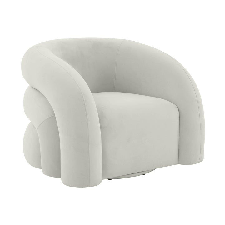 American Home Furniture | TOV Furniture - Slipper Light Grey Velvet Swivel Chair