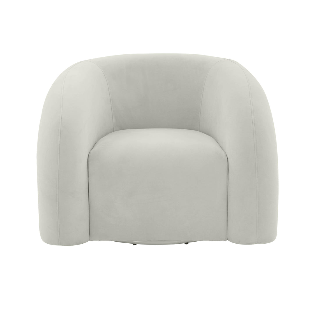 American Home Furniture | TOV Furniture - Slipper Light Grey Velvet Swivel Chair