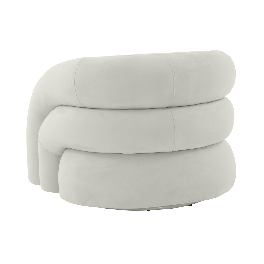 American Home Furniture | TOV Furniture - Slipper Light Grey Velvet Swivel Chair