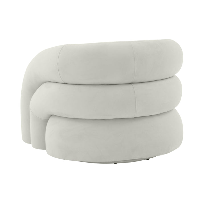 American Home Furniture | TOV Furniture - Slipper Light Grey Velvet Swivel Chair